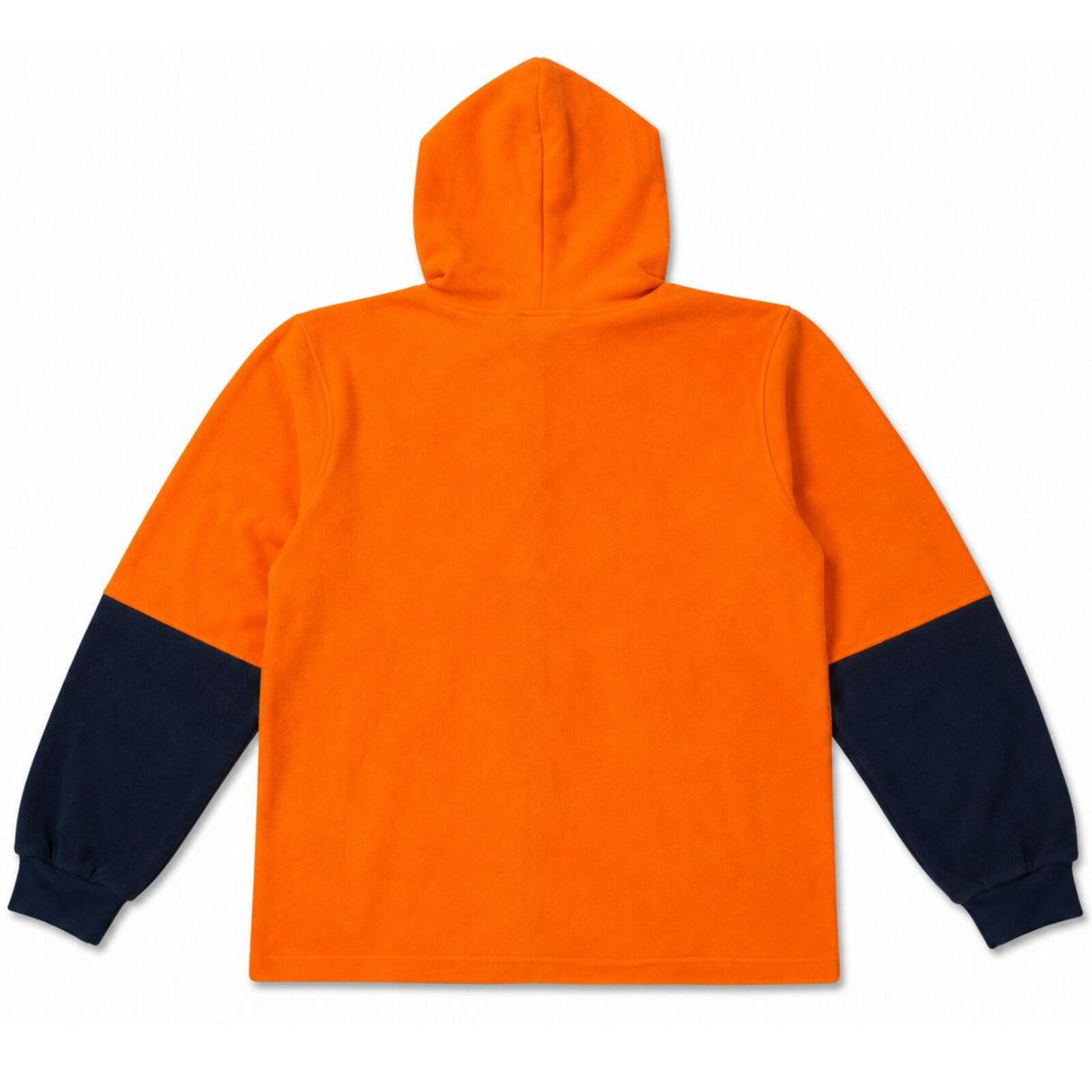 Hi Vis Polar Fleece Full Zip Hoodie Jumper - Orange/Navy (High Visibility Safety Workwear Jacket)