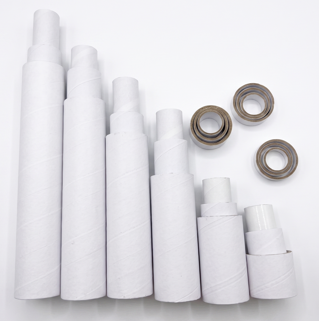 108x White/Brown Strong Cardboard Paper Tubes Bulk Pack - Arts, Crafts & DIY (Assorted Lengths, 30/40/50mm Diameters)