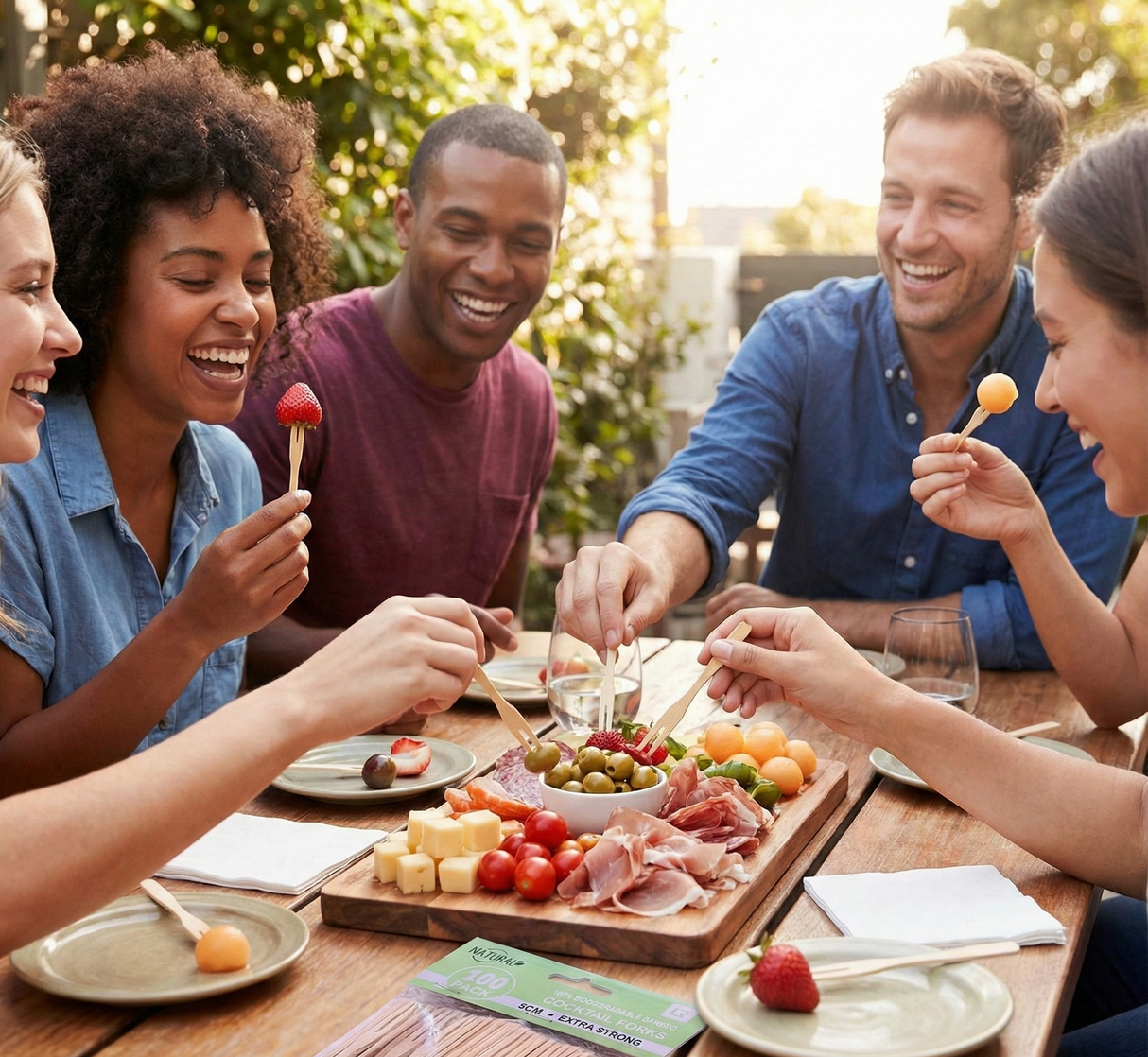 3600x Bamboo Mini Cocktail Forks Disposable Wooden Picks for Finger Food - 9cm Long