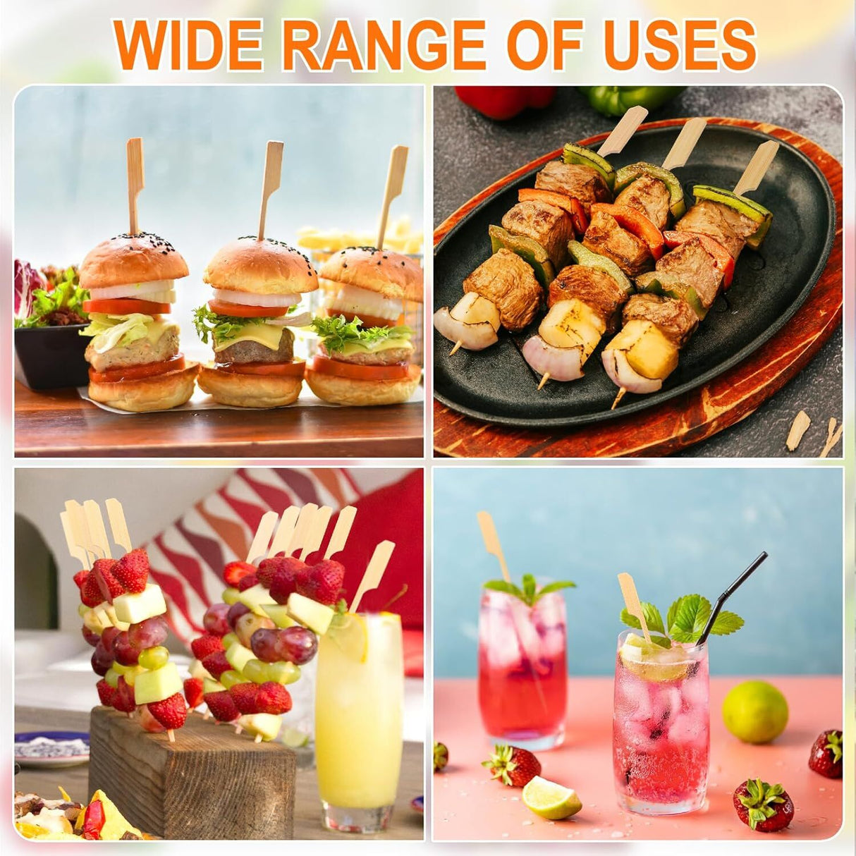 3600pcs 12cm Disposable Short Bamboo Skewers - Eco Friendly (Bulk)