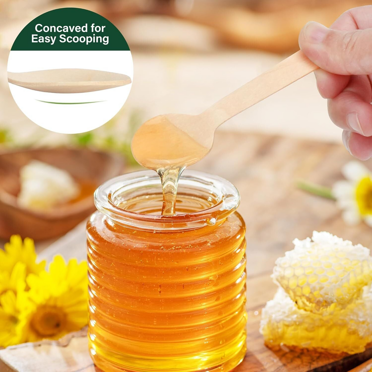 1800pcs 16cm Disposable Wooden Spoons - Eco Friendly Cutlery - Extra Strong (Bulk)