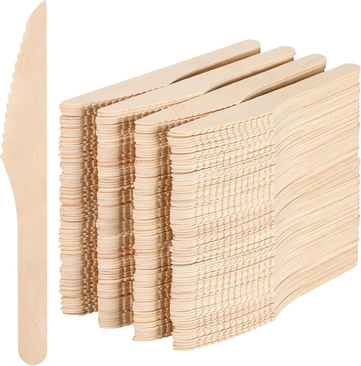 2400pcs 16cm Disposable Wooden Knives - Eco Friendly Cutlery - Extra Strong (Bulk)