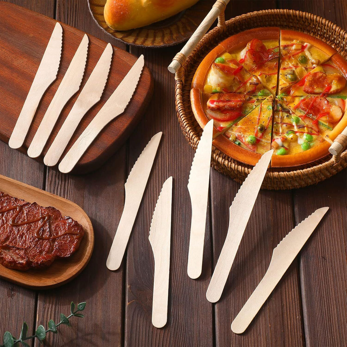2400pcs 16cm Disposable Wooden Knives - Eco Friendly Cutlery - Extra Strong (Bulk)