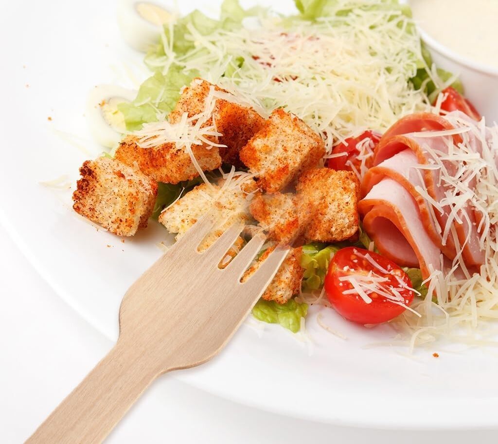 2400pcs 16cm Disposable Wooden Forks - Eco Friendly Cutlery - Extra Strong (Bulk)