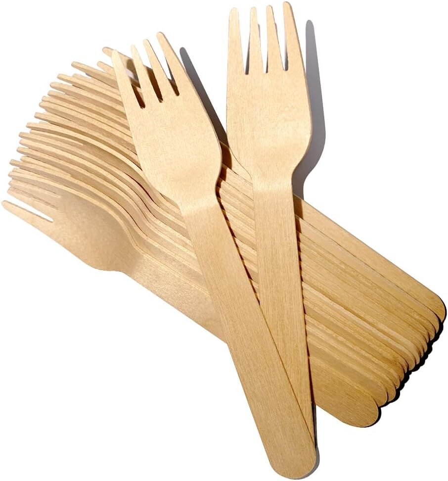 2400pcs 16cm Disposable Wooden Forks - Eco Friendly Cutlery - Extra Strong (Bulk)