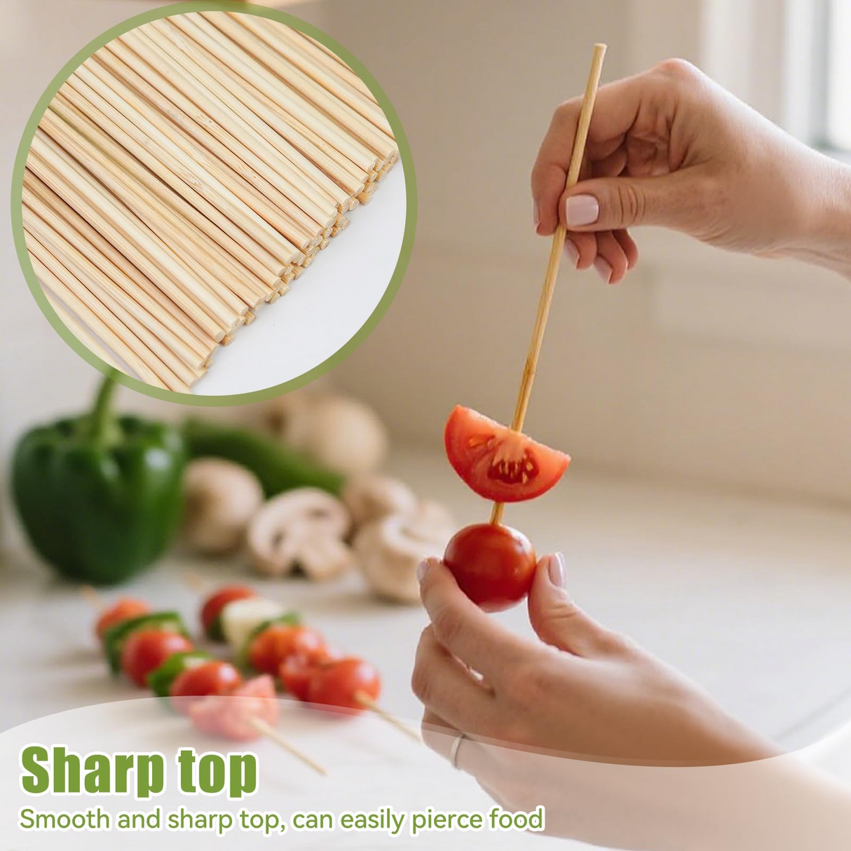 5400x 20cm Round Wooden Bamboo Skewers - Disposable BBQ/Kebab/Satay Meat Sticks (Bulk Pack)