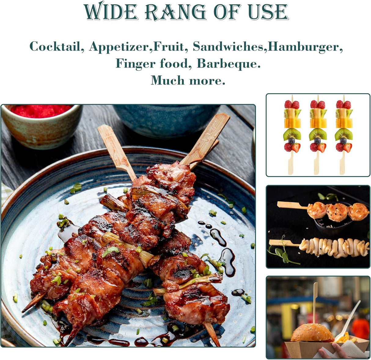 3600pcs 20cm Disposable Medium Bamboo Skewers - Eco Friendly (Bulk)