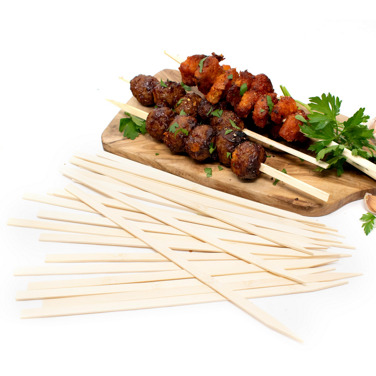 900x 35cm Flat Wooden Bamboo Skewers - Disposable BBQ/Kebab/Satay Meat Sticks (Bulk Pack)