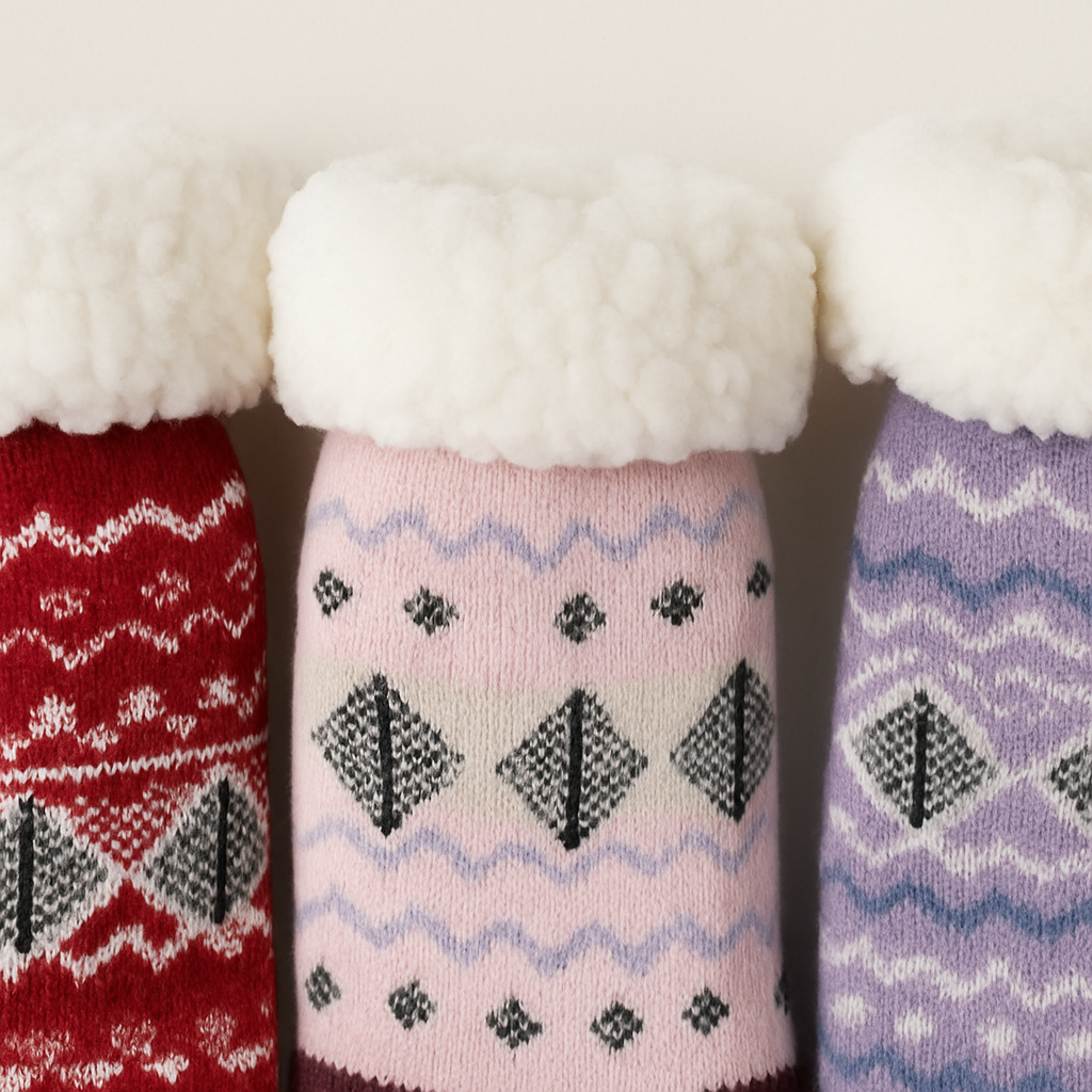 6 Pairs Ladies Thick Fur Bed Socks Womens Sherpa Fluffy Non Slip - Assorted