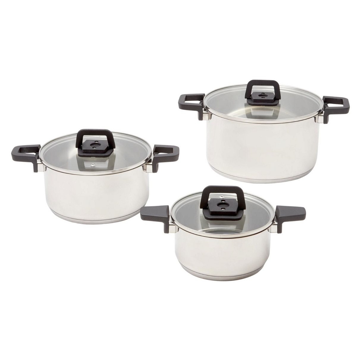 Westinghouse 3 Piece Stainless Steel Nested Stackable Pot & Pan Set WH3P04SS