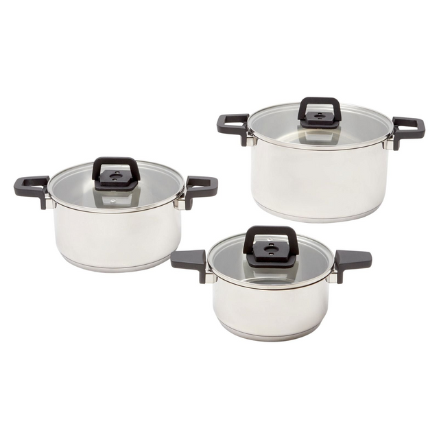 Westinghouse 3 Piece Stainless Steel Nested Stackable Pot & Pan Set WH3P04SS