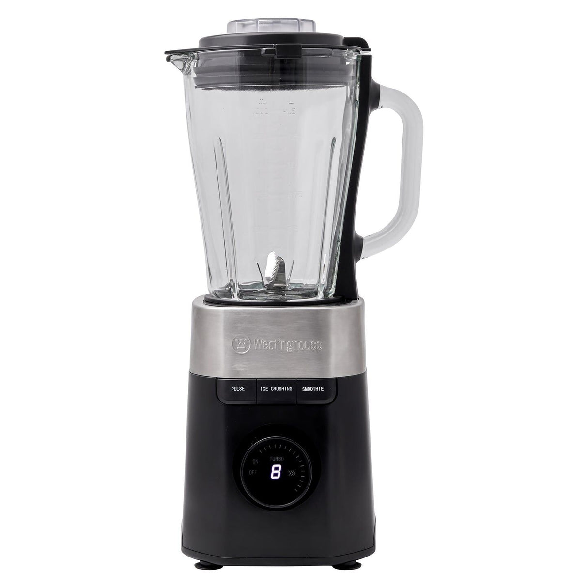 Westinghouse 900W Digital Display 1.5L Glass Jug Blender with Hex Blade WHBL04K