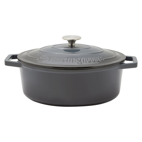 Westinghouse 5L 30cm Oval Cast Iron Pot Casserole in Ombre Grey