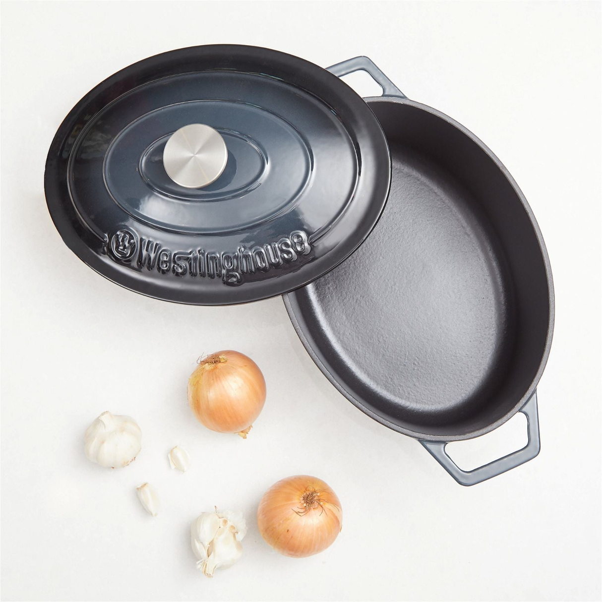 Westinghouse 5L/30cm Cast Iron Oval Casserole Pot - Ombre Grey (WHCIPO3002G)