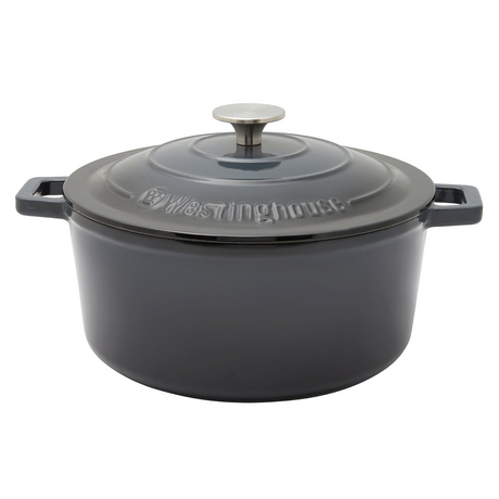 Westinghouse 5L 25cm Round Cast Iron Pot Casserole in Ombre Grey