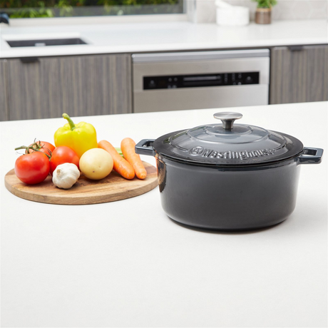 Westinghouse 5L 25cm Round Cast Iron Pot Casserole in Ombre Grey