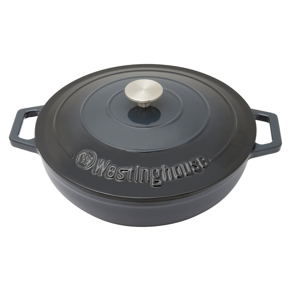 Westinghouse 4L 30cm Oval Cast Iron Pot Casserole in Shallow Grey