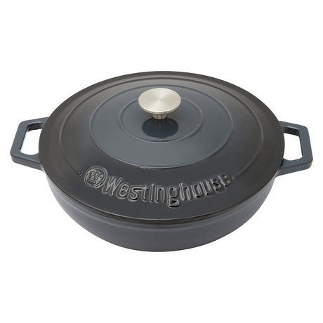 Westinghouse 4L 30cm Oval Cast Iron Pot Casserole in Shallow Grey