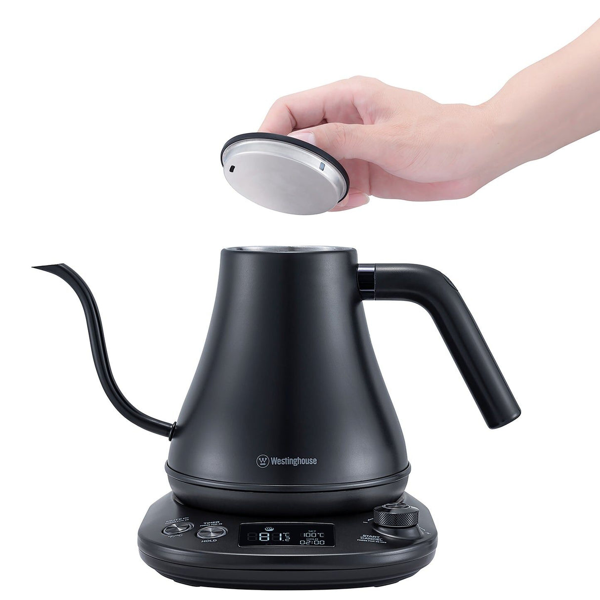 Westinghouse Gooseneck Kettle 1200W 0.8L in Black Stainless Steel - WHGKE01K