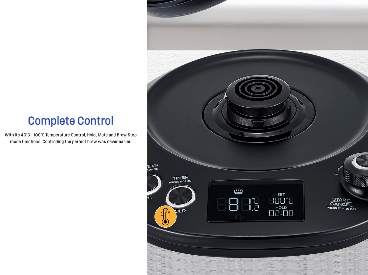 Westinghouse Gooseneck Kettle 1200W 0.8L in Black Stainless Steel - WHGKE01K