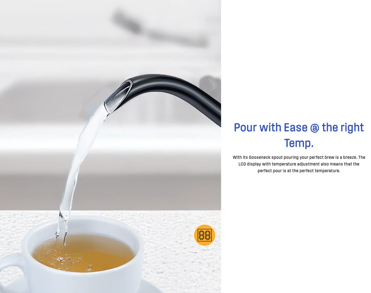 Westinghouse Gooseneck Kettle 1200W 0.8L in Black Stainless Steel - WHGKE01K