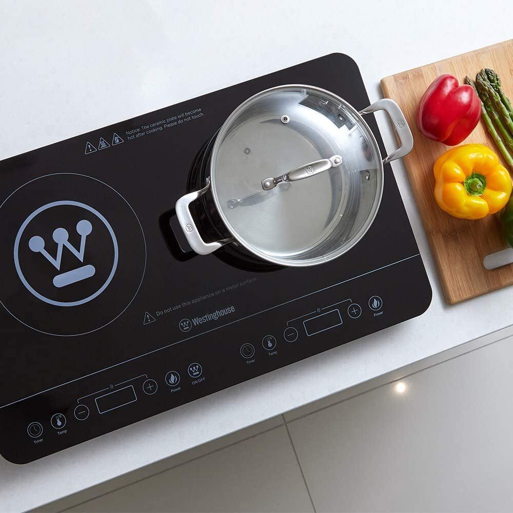 Westinghouse 2400W Twin Induction Touchscreen Cooktop / Hot plate - Black - WHIC02K