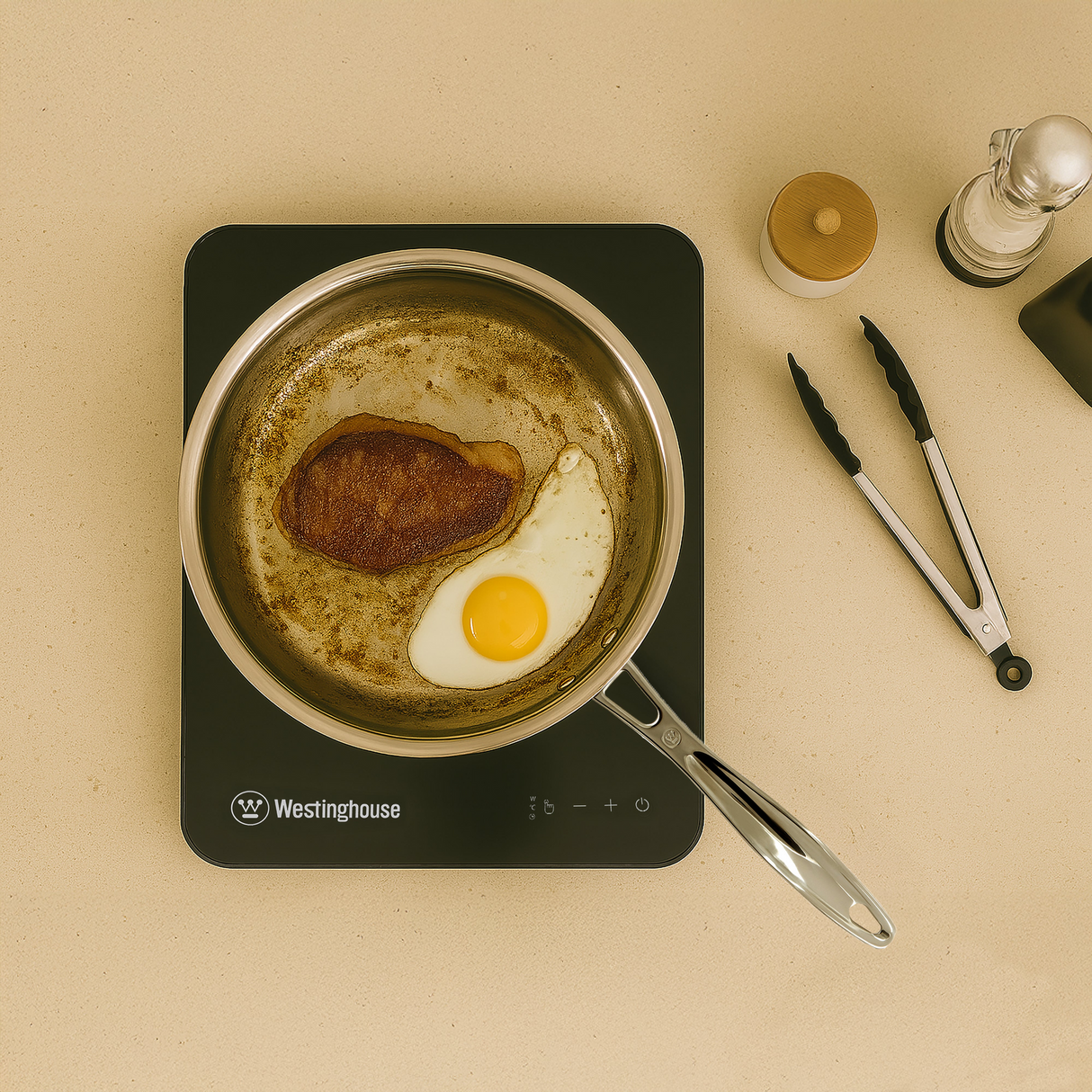 Westinghouse Tablet Style Induction Electric Cooktop 2000W Super Slim Single - Black (WHIC03K)