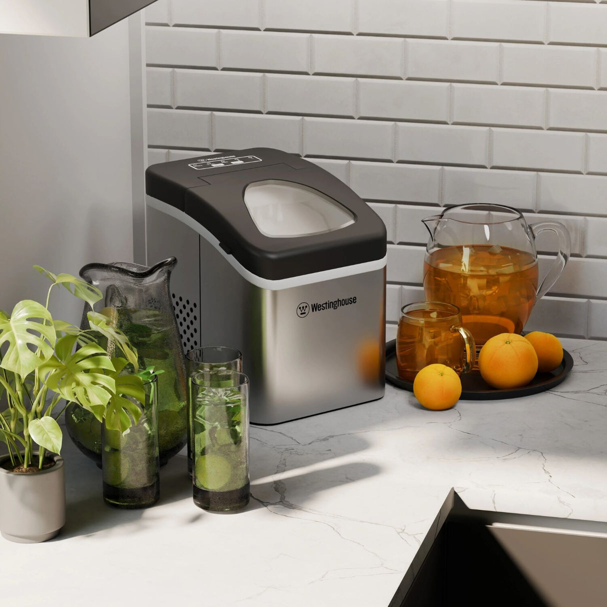 Westinghouse Ice Maker 12kg 1.3L Portable Stainless Steel Countertop Machine (WHIM01SS)