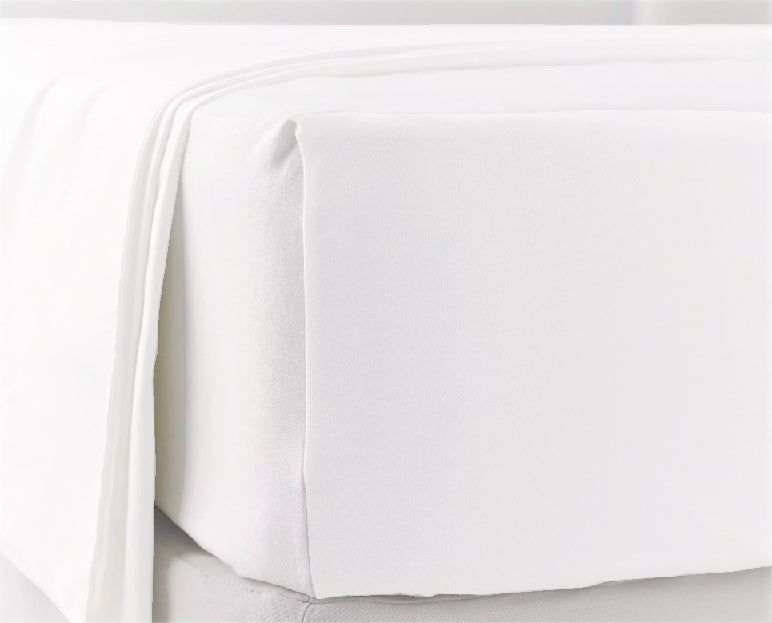 100% Cotton Percale Sheet Set - Fitted & Flat Sheets + Pillowcases - White