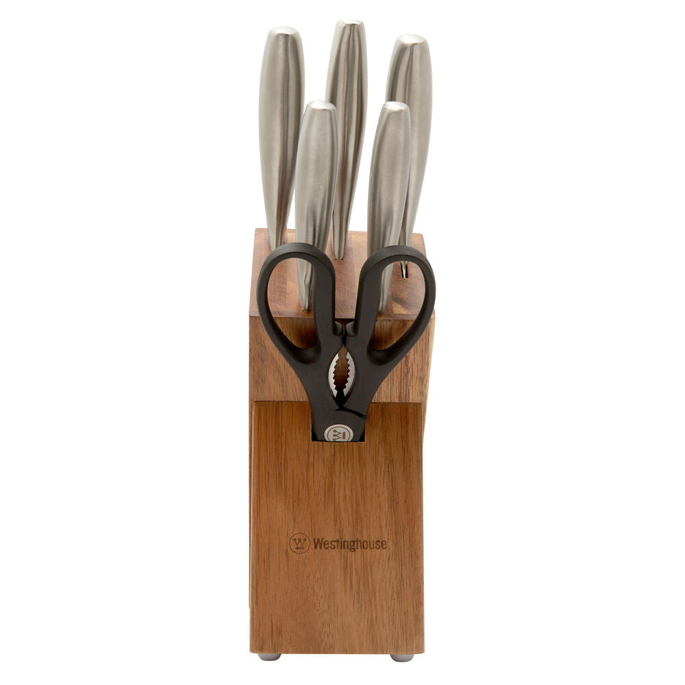 7-Piece Westinghouse Stainless Steel & Acacia Knife Block Set