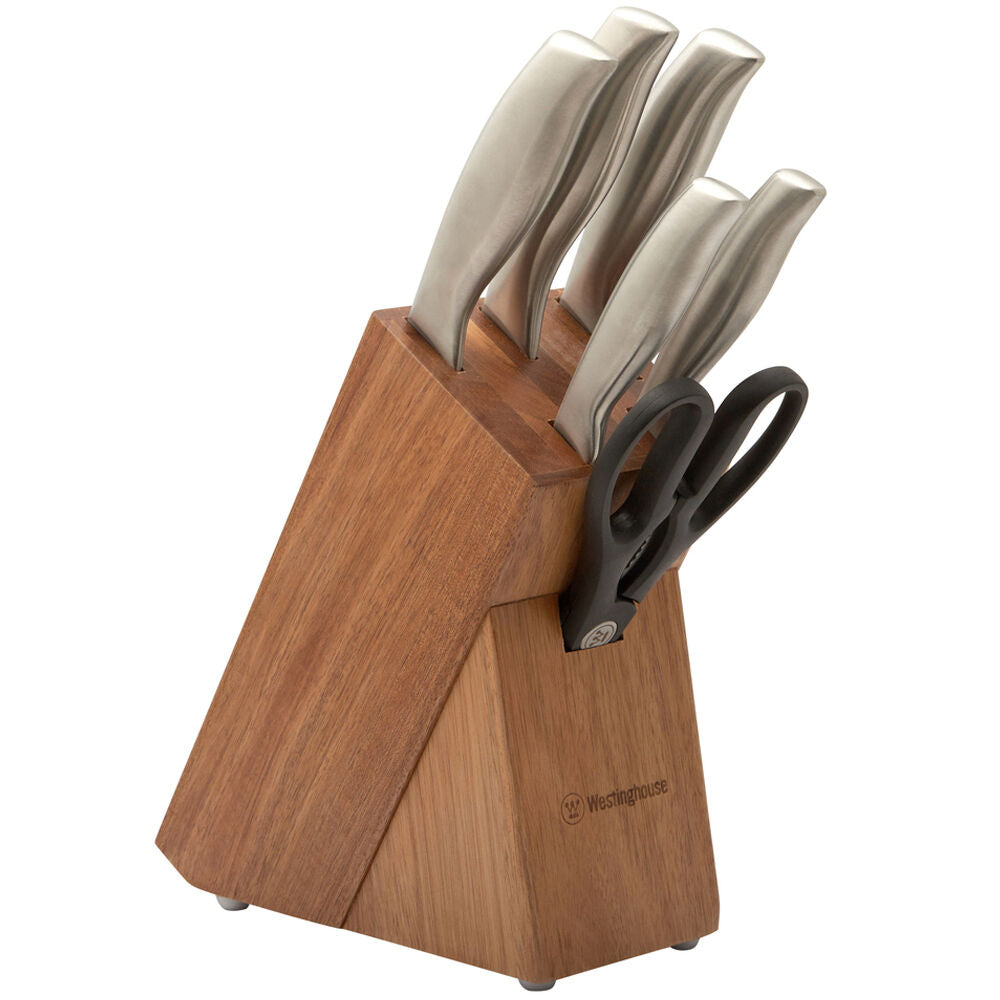 7-Piece Westinghouse Stainless Steel & Acacia Knife Block Set