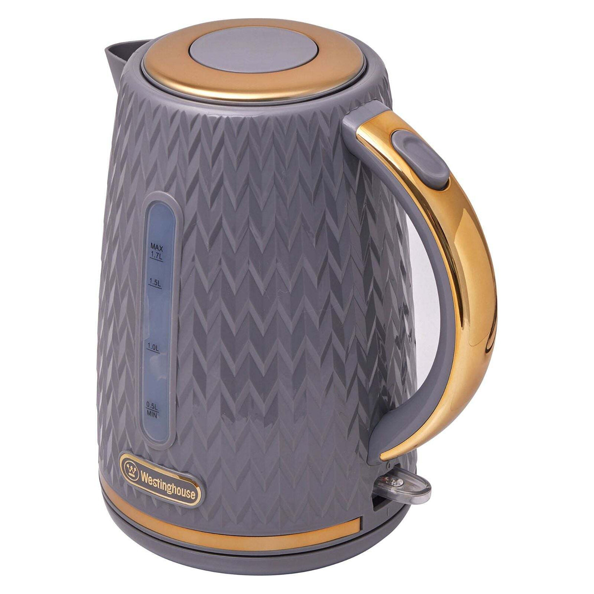 Westinghouse 1.7L Kettle & 4 Slice Toaster Pack Grey/Gold Zig Zag Pattern - WHKTPK13GG