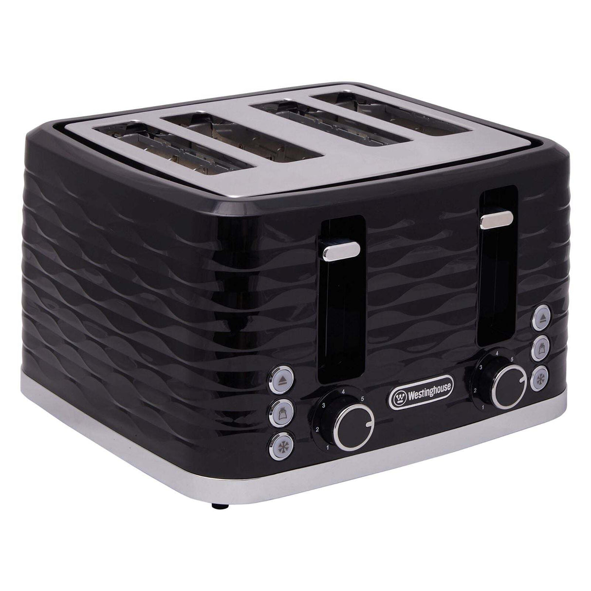 Westinghouse 1.7L Kettle & 4 Slice Toaster Pack Black/Silver Wave Pattern - WHKTPK14K