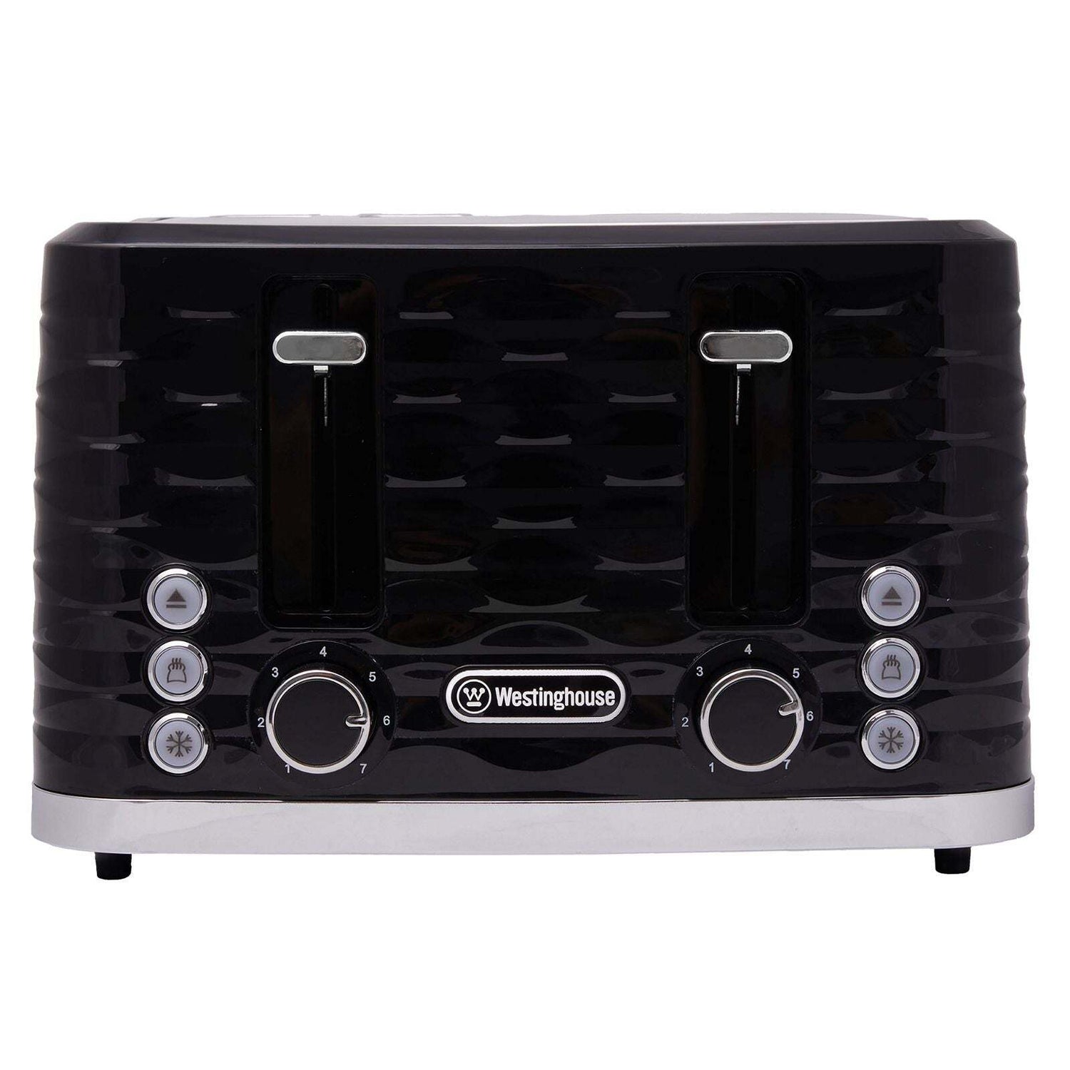 Westinghouse 1.7L Kettle & 4 Slice Toaster Pack Black/Silver Wave Pattern - WHKTPK14K
