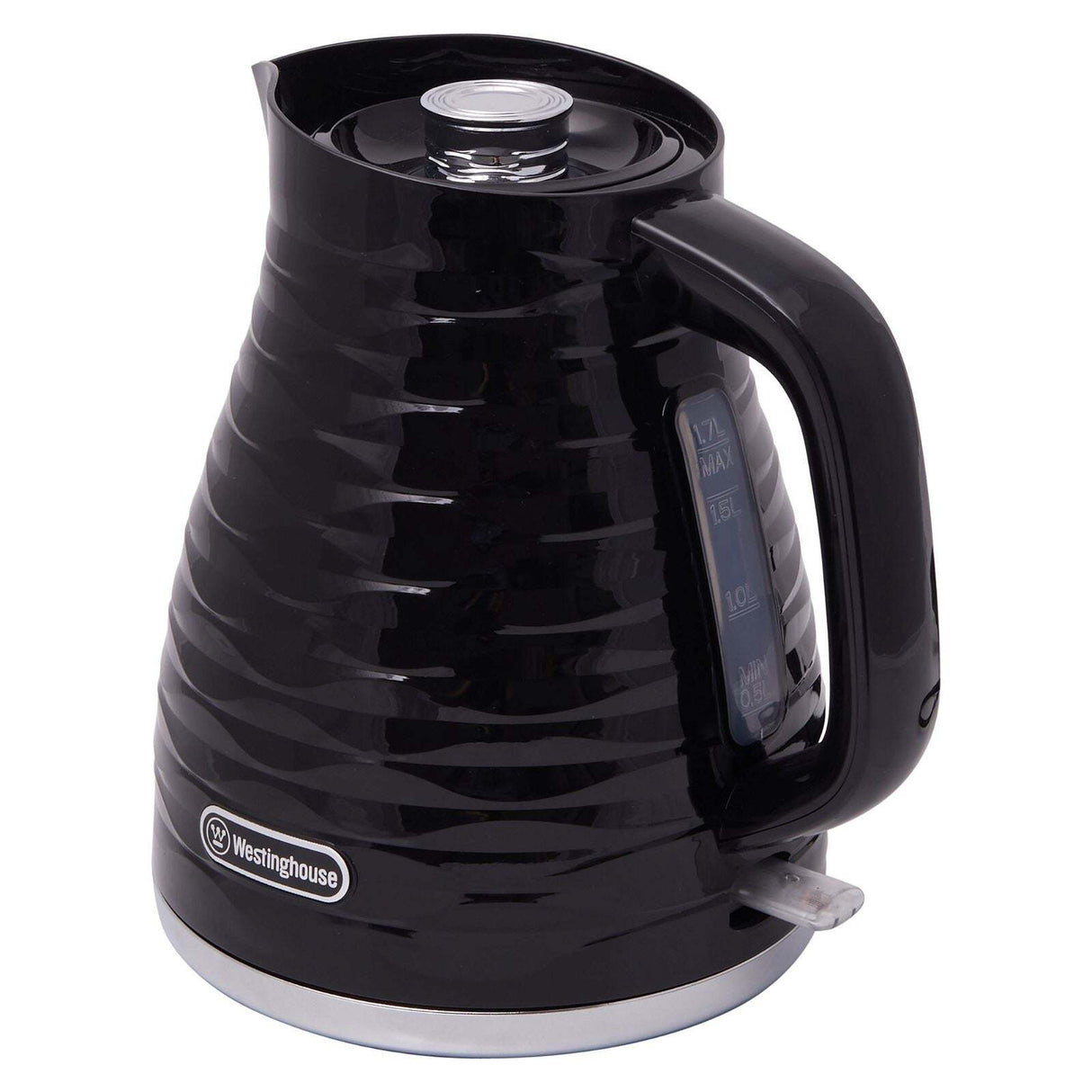 Westinghouse 1.7L Kettle & 4 Slice Toaster Pack Black/Silver Wave Pattern - WHKTPK14K