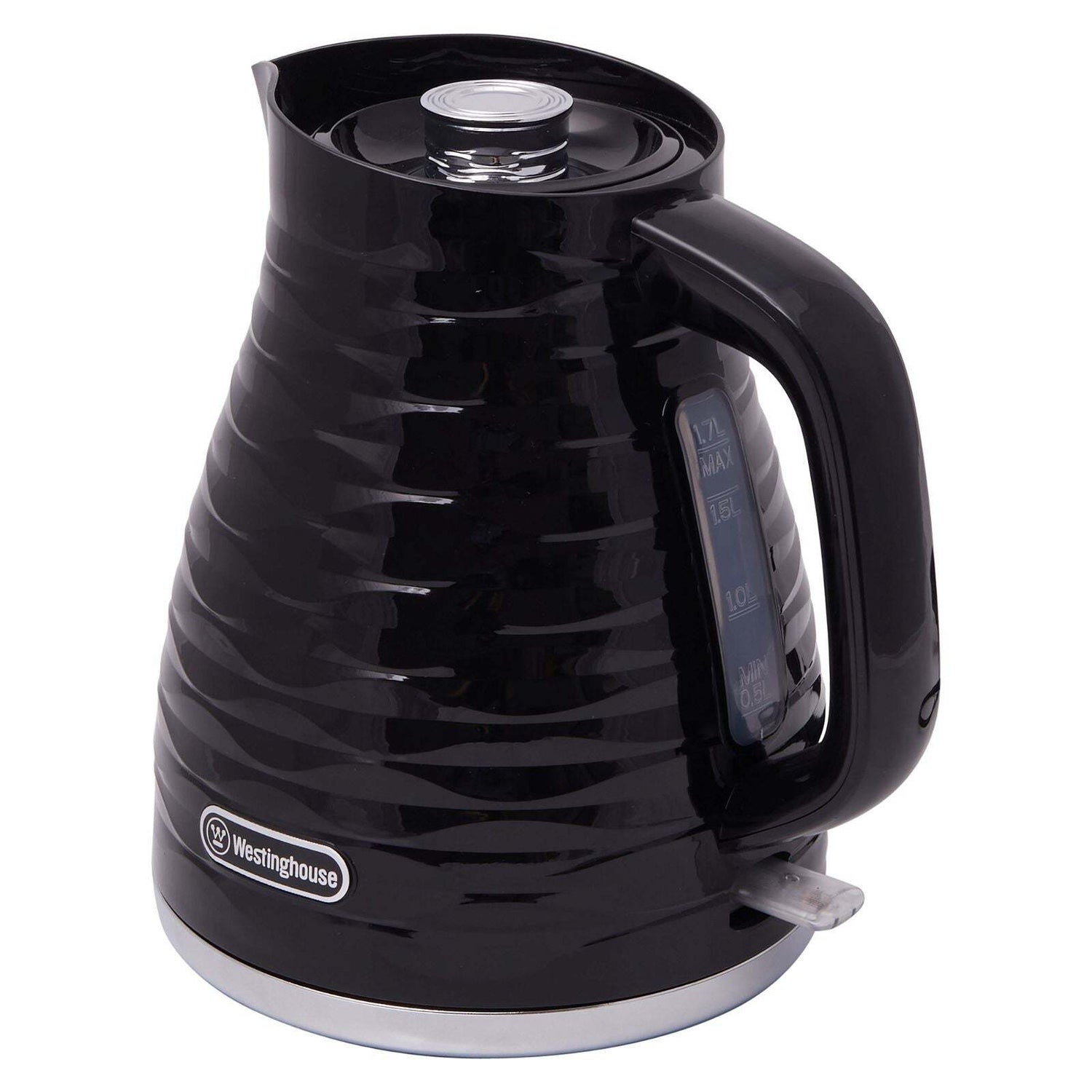 Westinghouse 1.7L Kettle & 4 Slice Toaster Pack Black/Silver Wave Pattern - WHKTPK14K