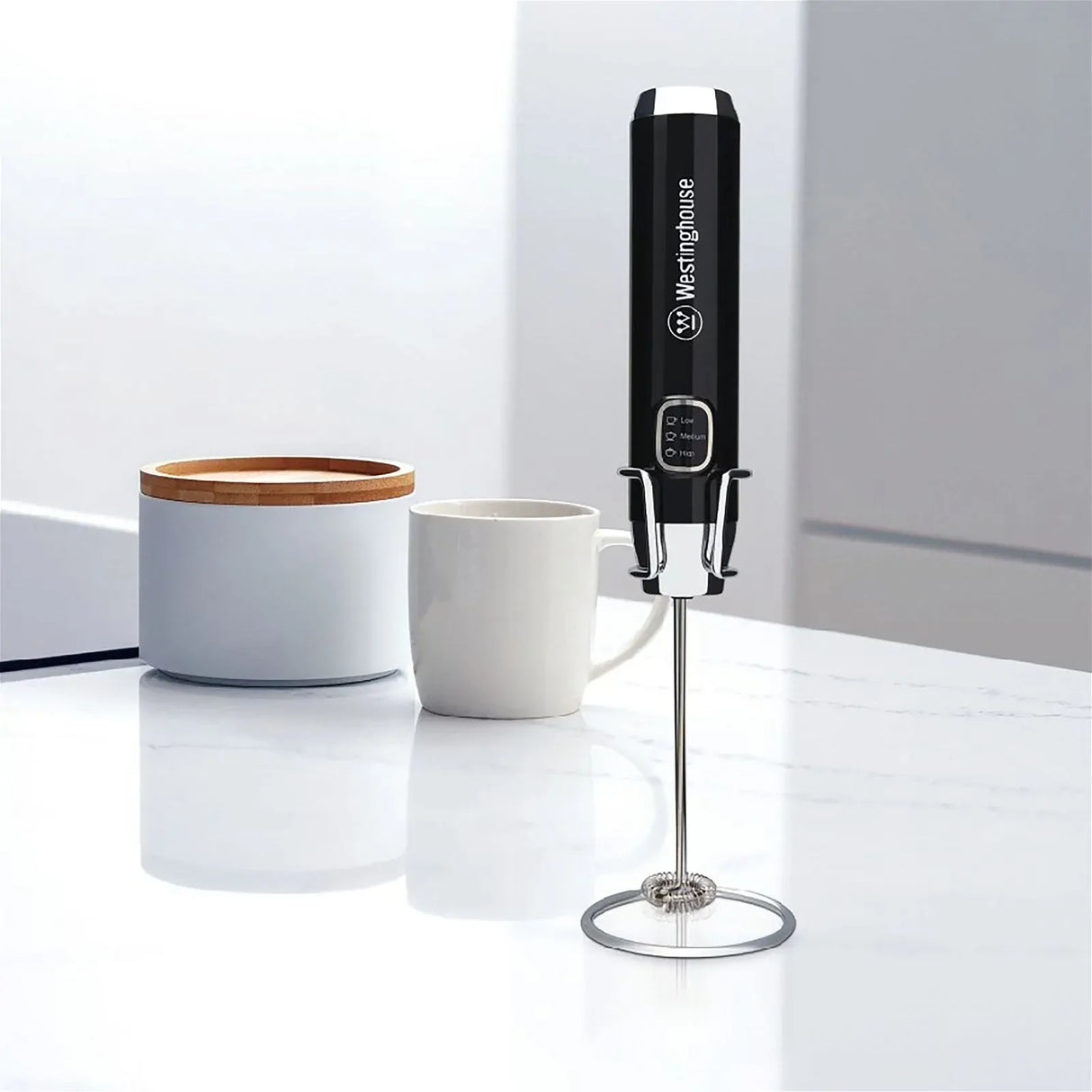 Westinghouse 3-Speed Milk Frother 3.7V Slim Design USB Rechargeable WHMF01K