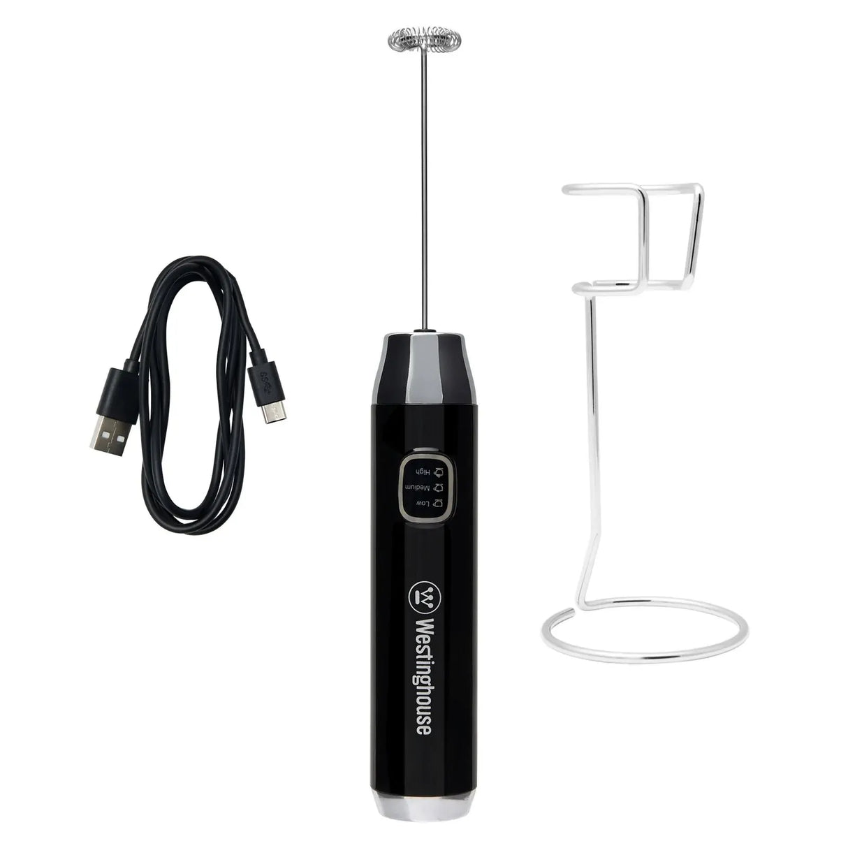 Westinghouse 3-Speed Milk Frother 3.7V Slim Design USB Rechargeable WHMF01K