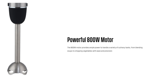 Westinghouse Stainless Steel Handheld Stick Mixer 800W Speed Control - WHSM02SS