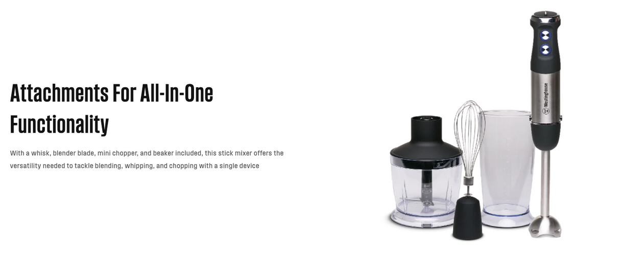 Westinghouse Stainless Steel Handheld Stick Mixer 800W Speed Control - WHSM02SS