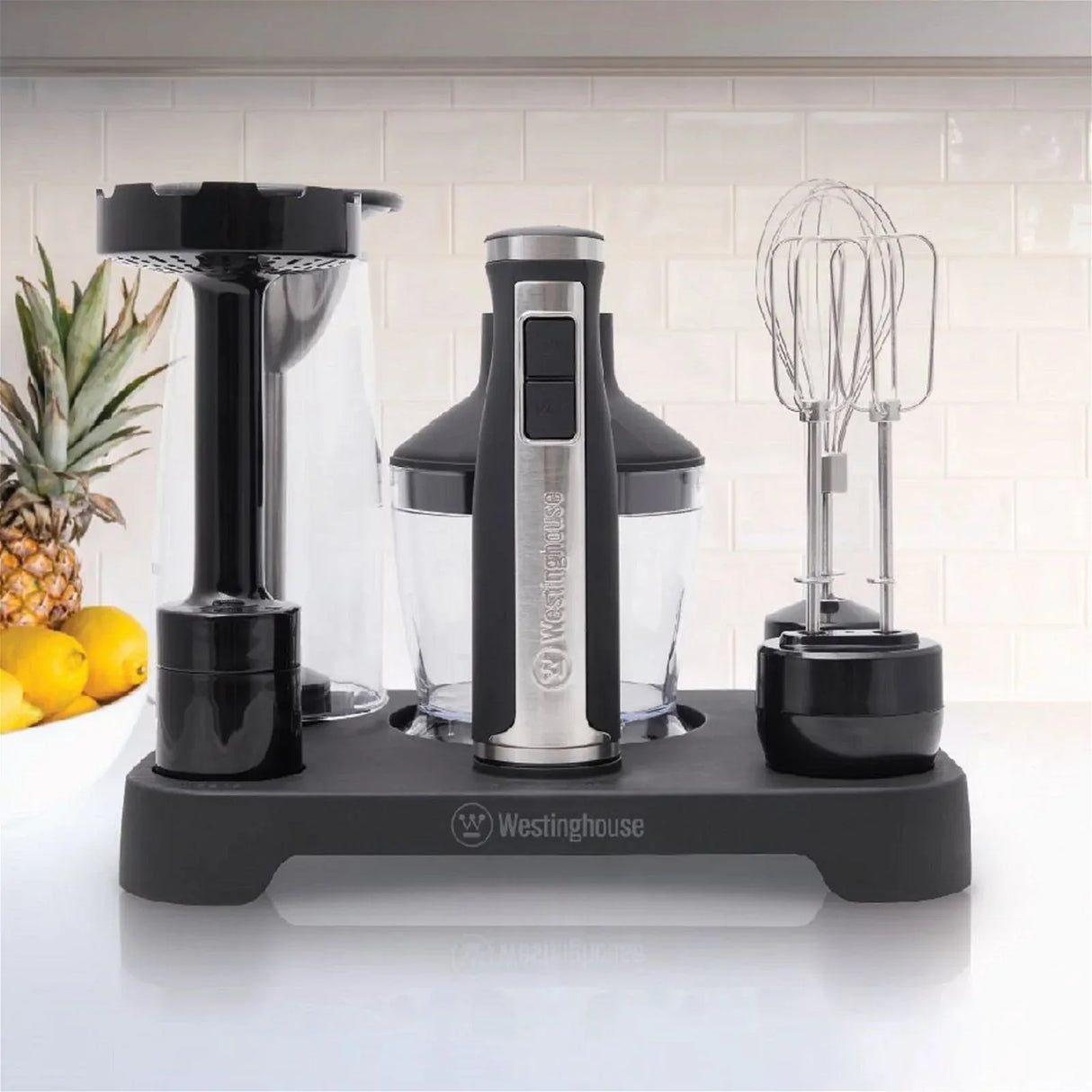 Westinghouse Multi Function 350W Stick Mixer Set w/ Lock In Stand WHSM06SS