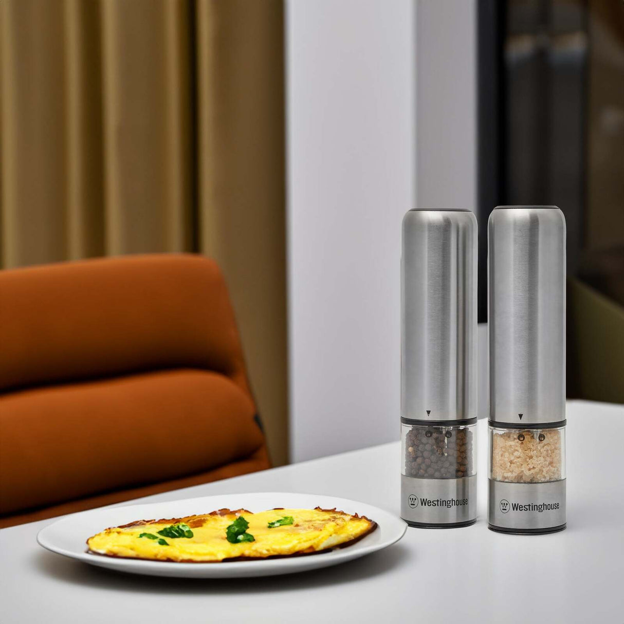 Westinghouse Electric Salt & Pepper Mill w/ LED Light - Stainless Steel - WHSPMSET06