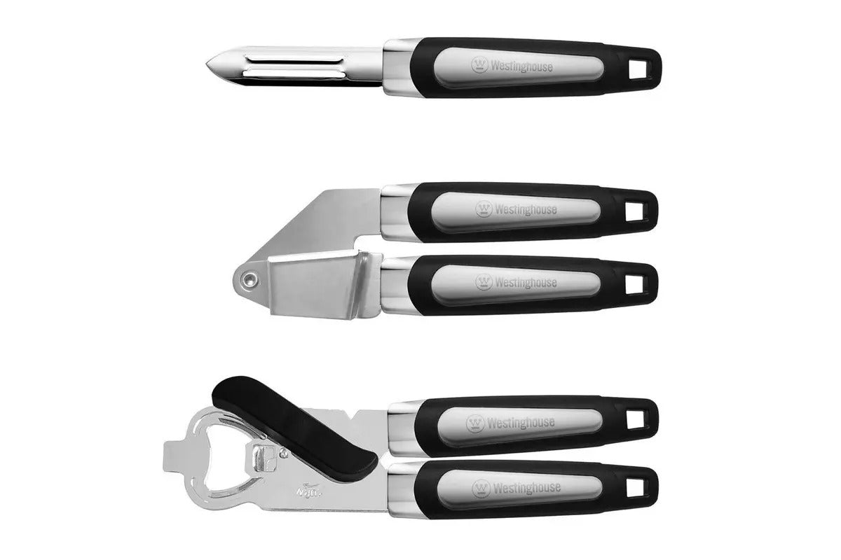 8pc Westinghouse Stainless SteelCan Opener/Garlic Crusher/Measuring Spoons/Cups - WHUTLS03K