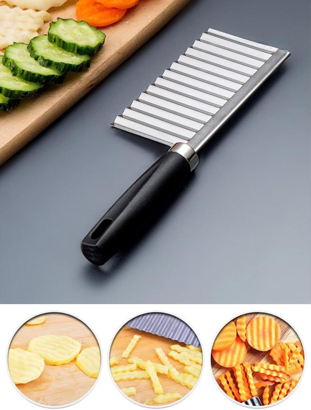 LARGE RIPPLE JELLY KNIFE Stainless Steel Blade Potato Crinkle Wavy Cutter Slicer