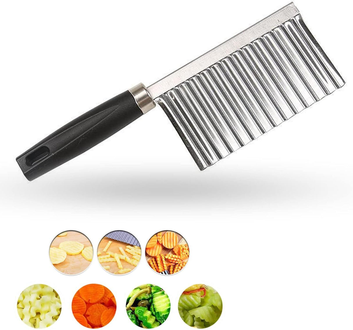 LARGE RIPPLE JELLY KNIFE Stainless Steel Blade Potato Crinkle Wavy Cutter Slicer