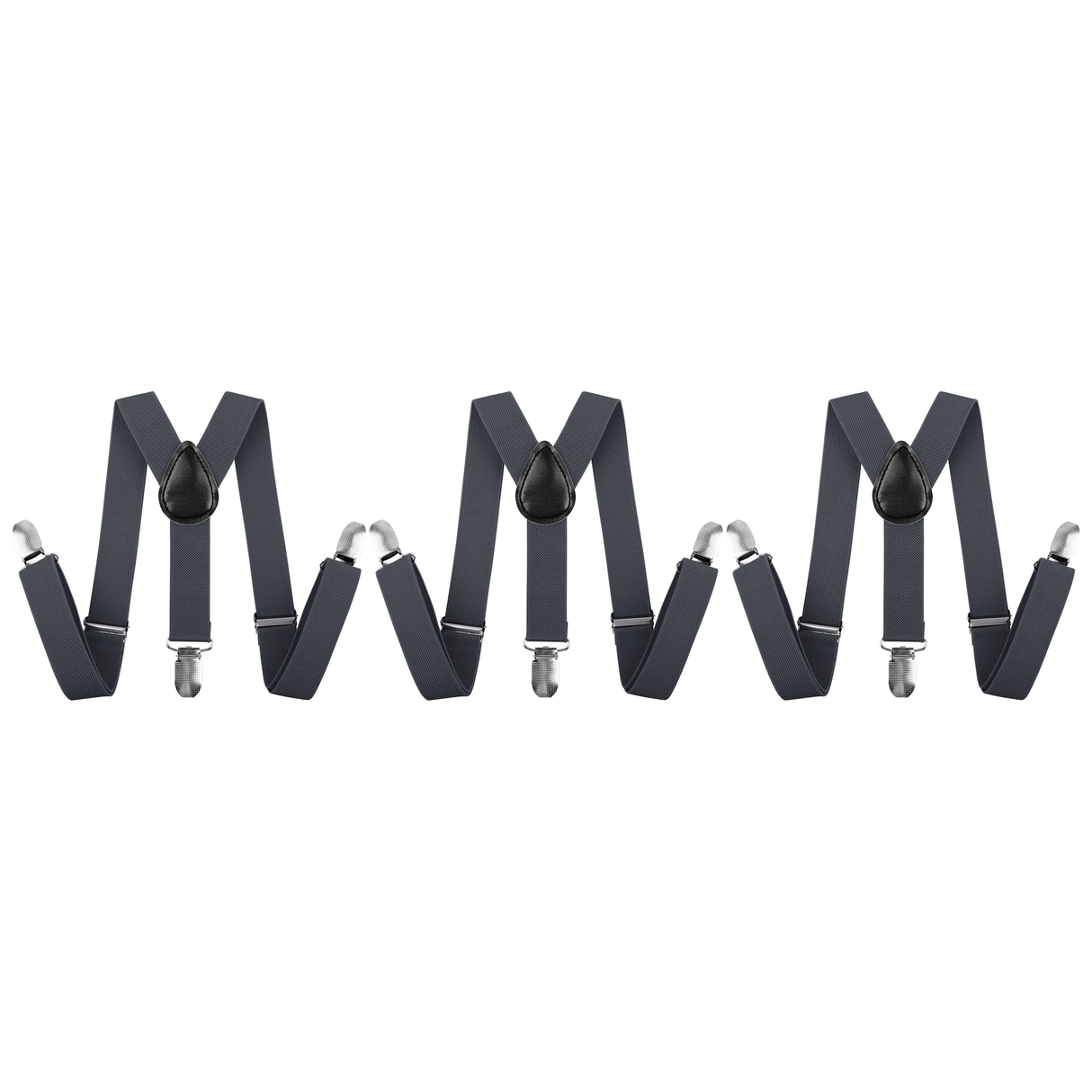 3x Black 35mm Wide Suspenders Bulk Pack - Unisex Adjustable Clip On Elastic Y-Back Braces