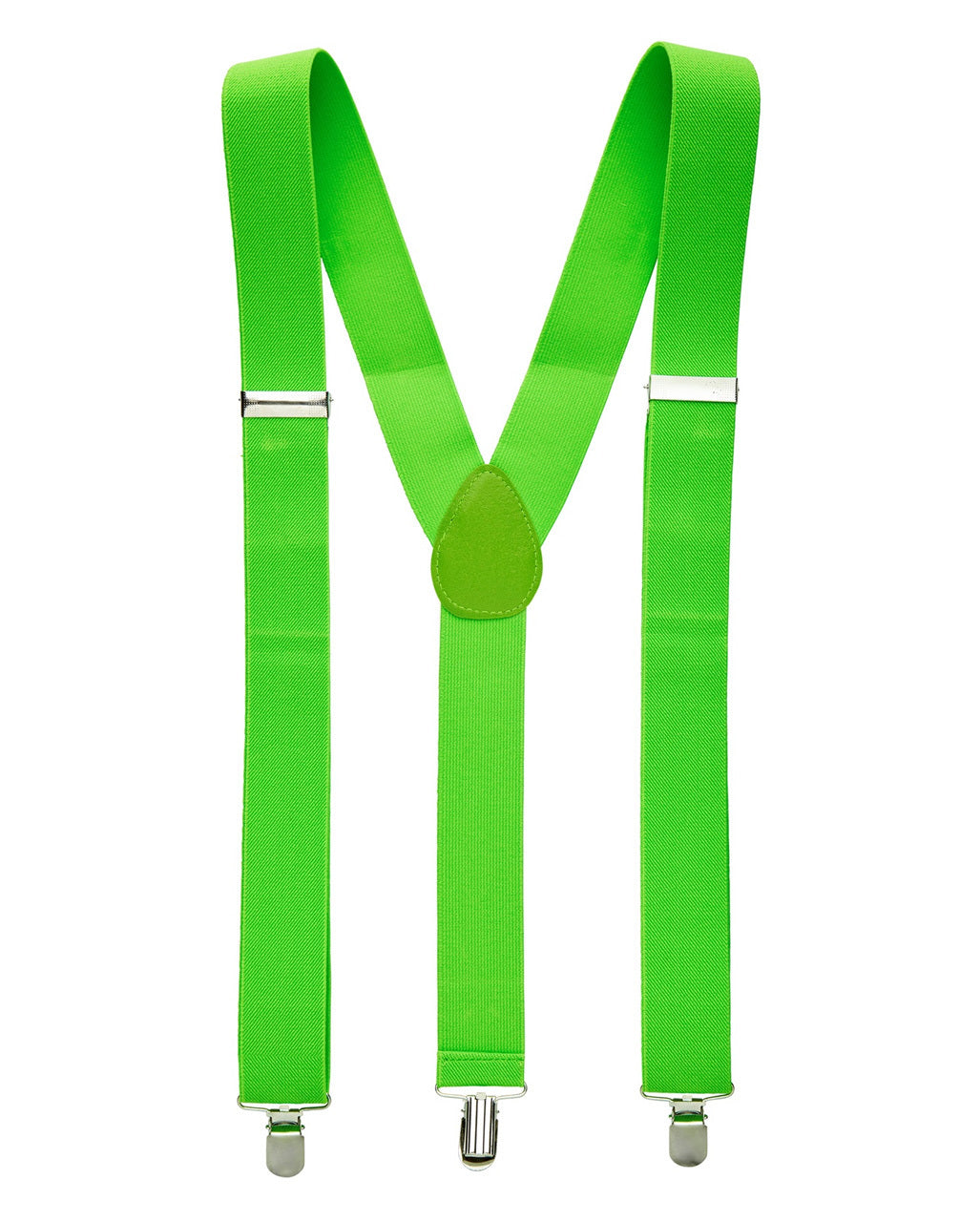 35mm WIDE SUSPENDERS Mens Adjustable Braces Clip On Trouser Elastic Y-Back - Fluro Green