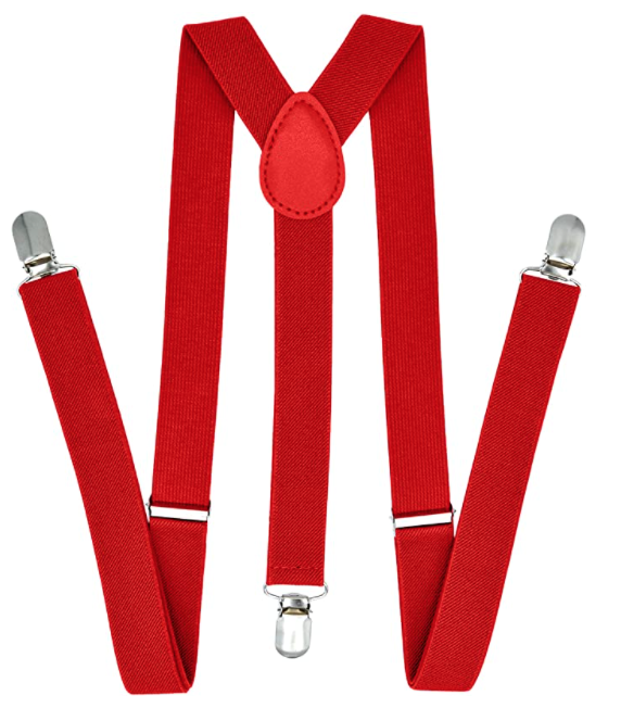 3x Red 35mm Wide Suspenders Bulk Pack - Unisex Adjustable Clip On Elastic Y-Back Braces