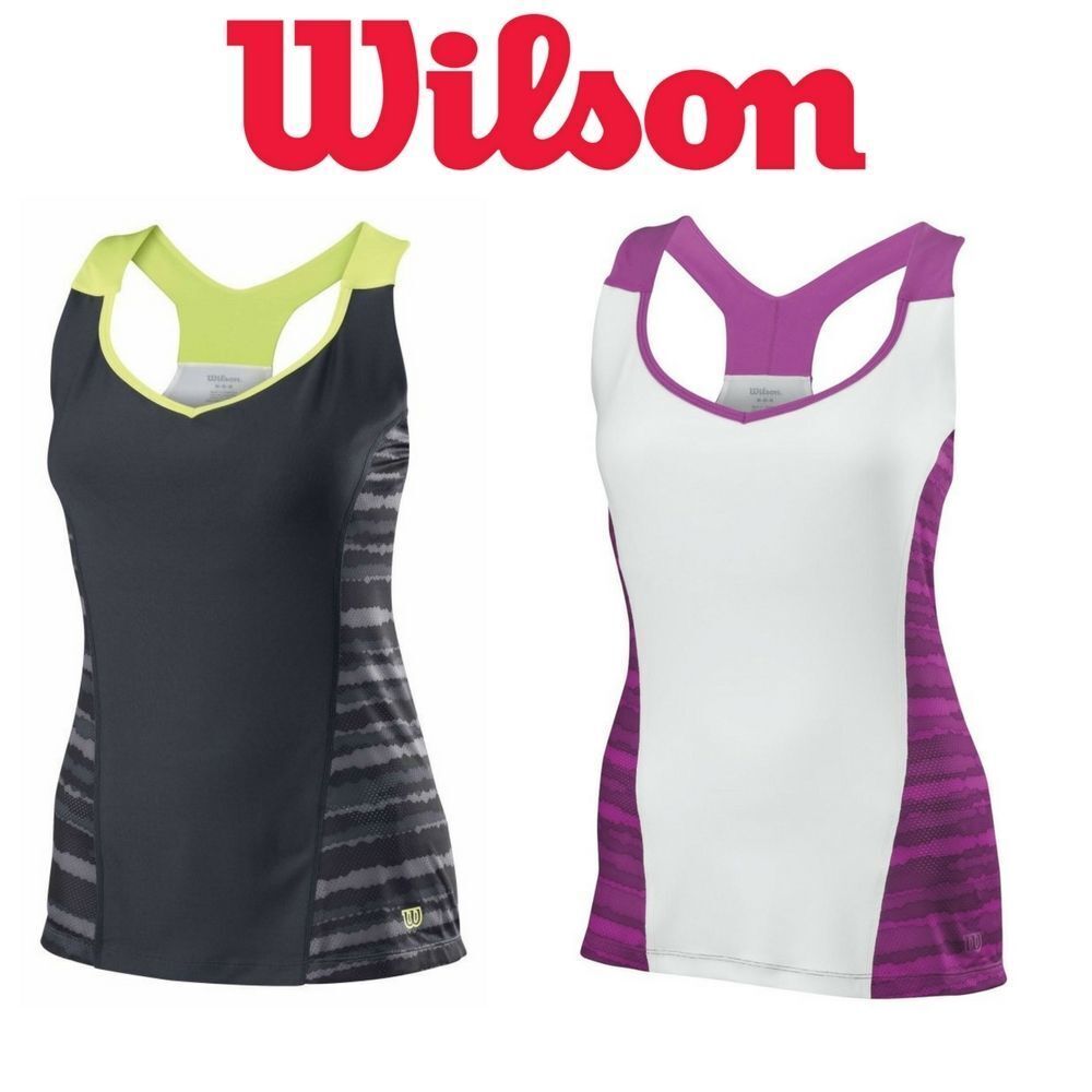 WILSON Womens Cardiff Wavy Print Tennis Tank Top T Shirt Tee WR3121200 - Coal