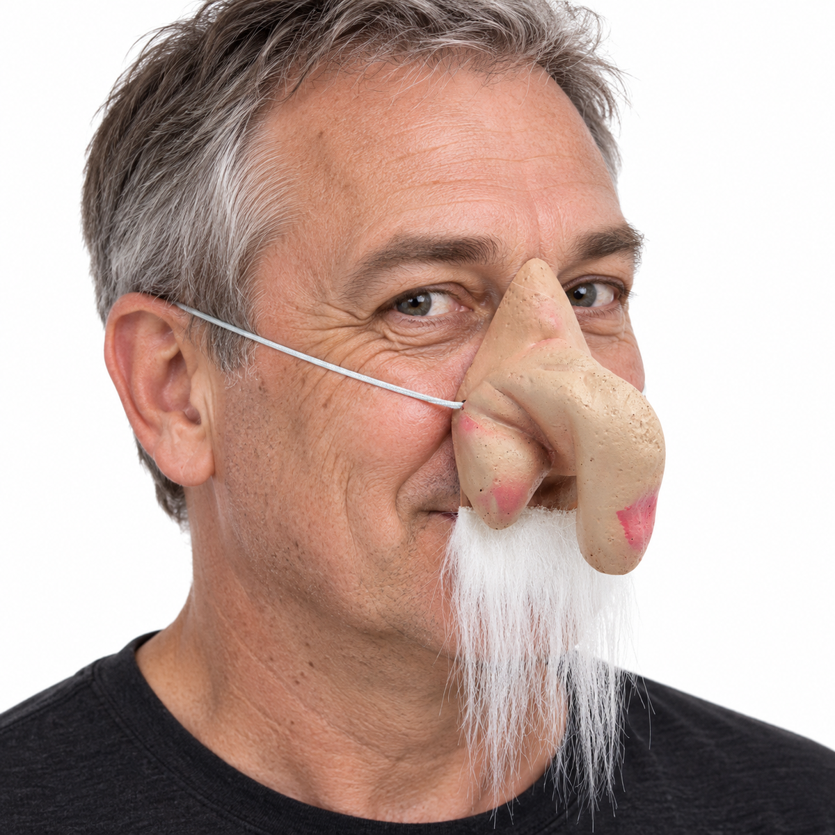 Wizard/Elf Nose w/ Moustache - Latex Old Man/Merlin Costume (Halloween & Fancy Dress)